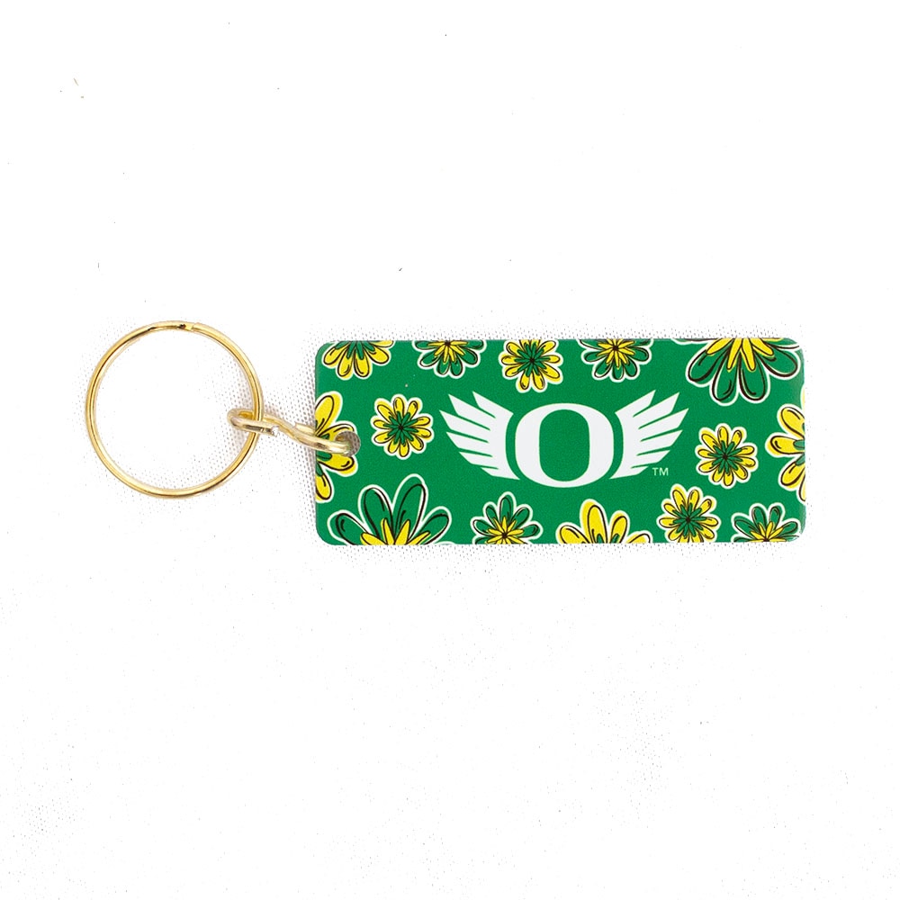 O Wings, Spirit Product, White, Keychain/Keytag, Metal, Home & Auto, 3"x1.25", Daisy Pattern, Rectangular, 834099